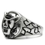 TK502 - High polished (no plating) Stainless Steel Ring with Top Grade Crystal  in Jet