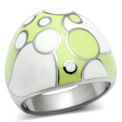 TK511 - High polished (no plating) Stainless Steel Ring with Epoxy  in Multi Color