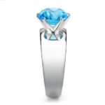 TK52003 - High polished (no plating) Stainless Steel Ring with Synthetic Synthetic Glass in Sea Blue