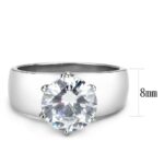 TK52004 - High polished (no plating) Stainless Steel Ring with AAA Grade CZ  in Clear