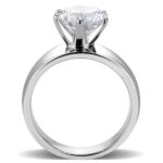 TK52004 - High polished (no plating) Stainless Steel Ring with AAA Grade CZ  in Clear