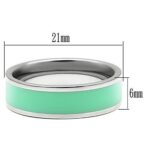 TK542 - High polished (no plating) Stainless Steel Ring with Epoxy  in Aquamarine