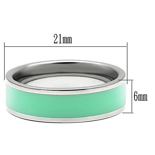 TK542 - High polished (no plating) Stainless Steel Ring with Epoxy  in Aquamarine