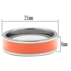 TK544 - High polished (no plating) Stainless Steel Ring with Epoxy  in Orange