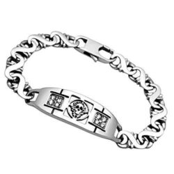 TK574 - High polished (no plating) Stainless Steel Bracelet with AAA Grade CZ  in Clear