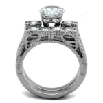 TK5X019 - High polished (no plating) Stainless Steel Ring with AAA Grade CZ  in Clear