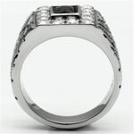 TK700 - High polished (no plating) Stainless Steel Ring with Synthetic Synthetic Glass in Jet