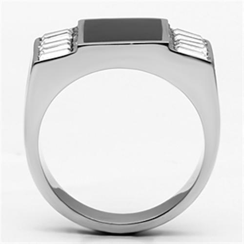 TK712 - High polished (no plating) Stainless Steel Ring with Top Grade Crystal  in Clear