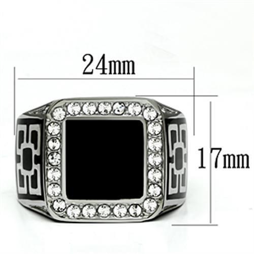 TK713 - High polished (no plating) Stainless Steel Ring with Top Grade Crystal  in Clear