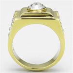 TK725 - IP Gold(Ion Plating) Stainless Steel Ring with Top Grade Crystal  in Clear