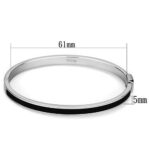 TK741 - High polished (no plating) Stainless Steel Bangle with Epoxy  in Jet