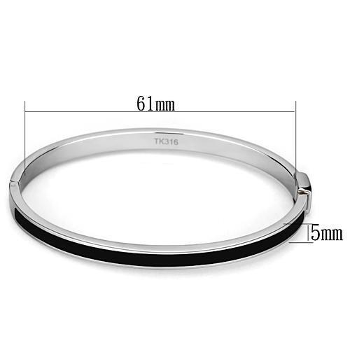 TK741 - High polished (no plating) Stainless Steel Bangle with Epoxy  in Jet