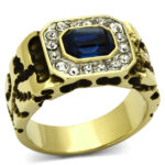 TK756 - Two-Tone IP Gold (Ion Plating) Stainless Steel Ring with Top Grade Crystal  in Montana