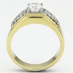 TK759 - Two-Tone IP Gold (Ion Plating) Stainless Steel Ring with AAA Grade CZ  in Clear