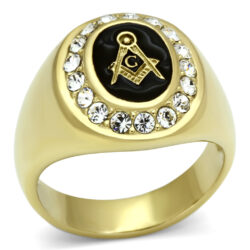 TK766 - IP Gold(Ion Plating) Stainless Steel Ring with Top Grade Crystal  in Clear