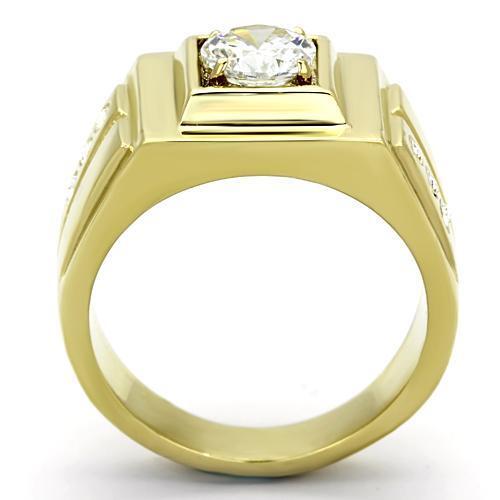 TK791 - IP Gold(Ion Plating) Stainless Steel Ring with AAA Grade CZ  in Clear