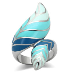 TK838 - High polished (no plating) Stainless Steel Ring with Epoxy  in Multi Color