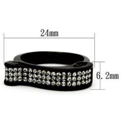 TK862 - IP Black(Ion Plating) Stainless Steel Ring with Top Grade Crystal  in Black Diamond