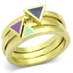 TK877 - IP Gold(Ion Plating) Stainless Steel Ring with Epoxy  in Multi Color