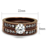 TK8X003LC - IP Coffee light Stainless Steel Ring with AAA Grade CZ  in Clear