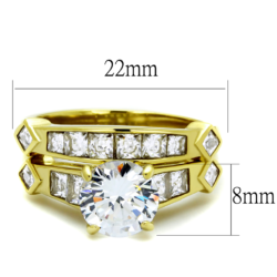 TK8X040 - IP Gold(Ion Plating) Stainless Steel Ring with AAA Grade CZ  in Clear