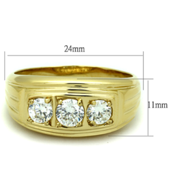 TK946G - IP Gold(Ion Plating) Stainless Steel Ring with AAA Grade CZ  in Clear