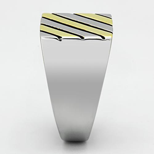 TK952 - Two-Tone IP Gold (Ion Plating) Stainless Steel Ring with No Stone