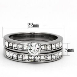 TK972 - High polished (no plating) Stainless Steel Ring with AAA Grade CZ  in Clear