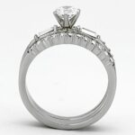 TK973 - High polished (no plating) Stainless Steel Ring with AAA Grade CZ  in Clear