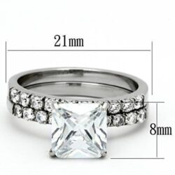 TK975 - High polished (no plating) Stainless Steel Ring with AAA Grade CZ  in Clear