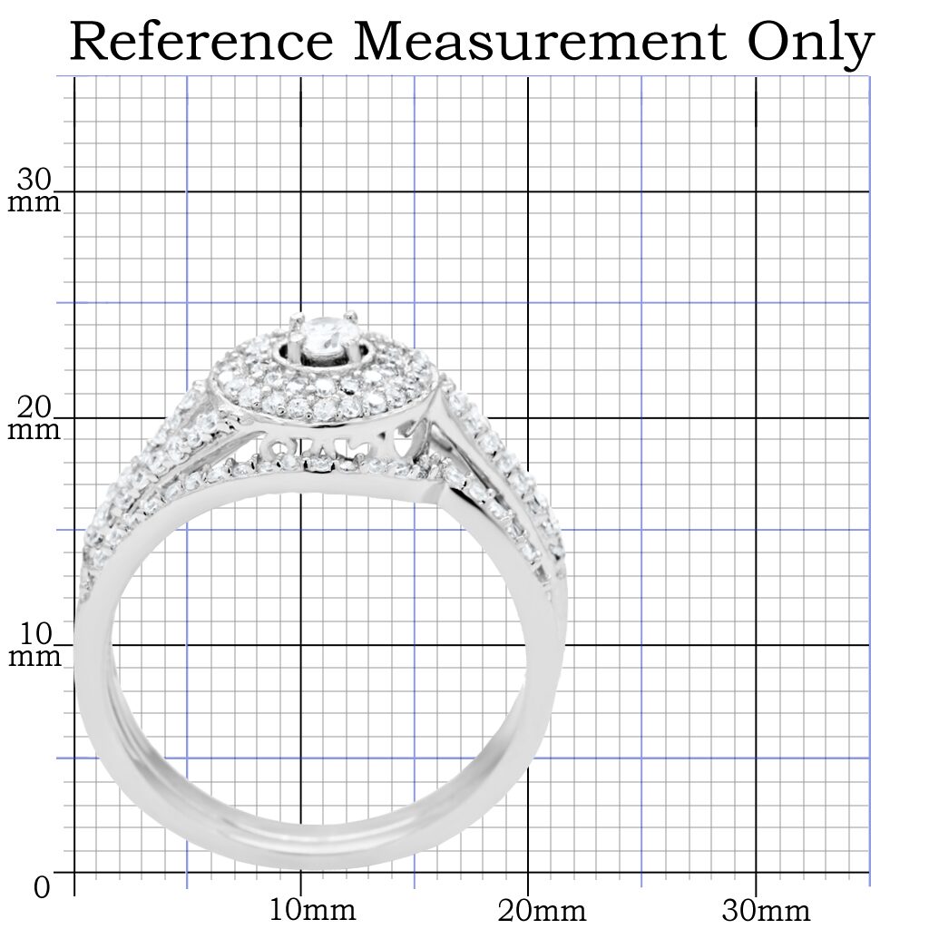 TS001 - Rhodium 925 Sterling Silver Ring with AAA Grade CZ  in Clear