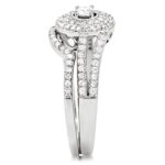 TS001 - Rhodium 925 Sterling Silver Ring with AAA Grade CZ  in Clear