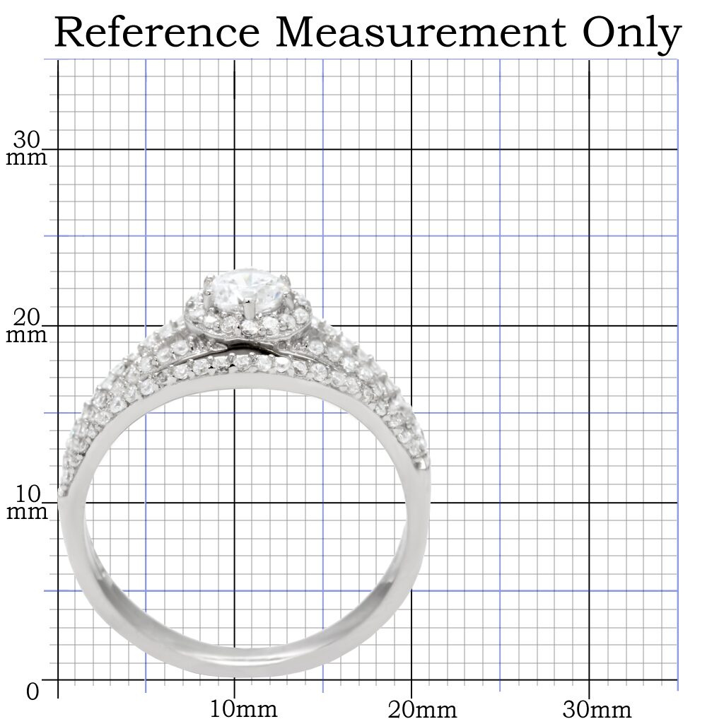 TS004 - Rhodium 925 Sterling Silver Ring with AAA Grade CZ  in Clear