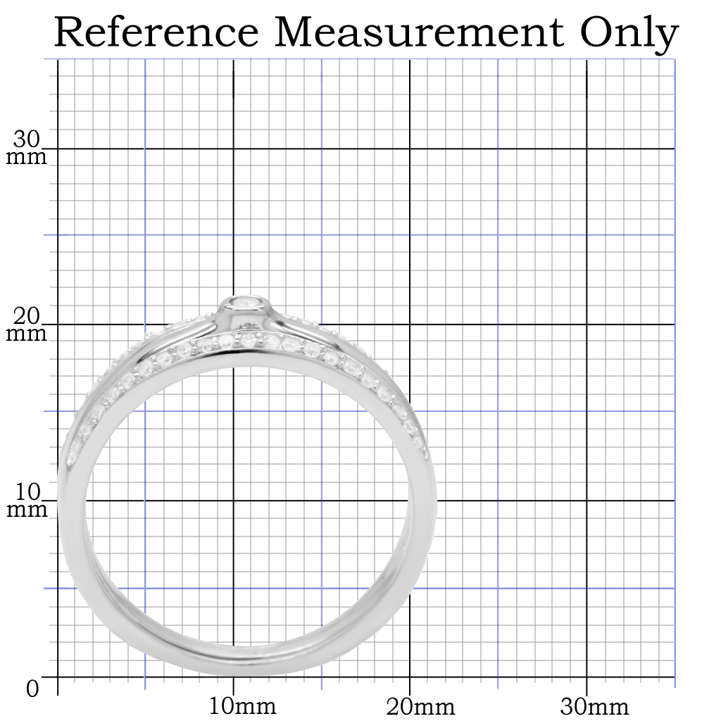 TS013 - Rhodium 925 Sterling Silver Ring with AAA Grade CZ  in Clear