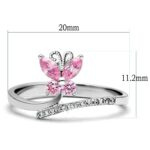 TS042 - Rhodium 925 Sterling Silver Ring with AAA Grade CZ  in Light Rose