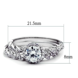 TS046 - Rhodium 925 Sterling Silver Ring with AAA Grade CZ  in Clear