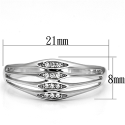 TS072 - Rhodium 925 Sterling Silver Ring with AAA Grade CZ  in Clear