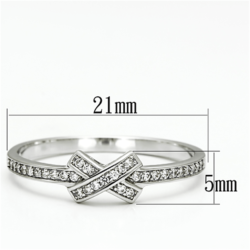 TS075 - Rhodium 925 Sterling Silver Ring with AAA Grade CZ  in Clear