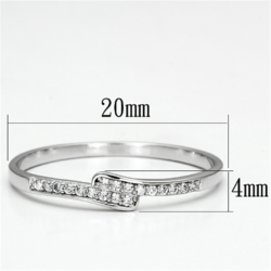 TS077 - Rhodium 925 Sterling Silver Ring with AAA Grade CZ  in Clear