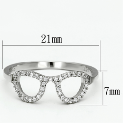 TS086 - Rhodium 925 Sterling Silver Ring with AAA Grade CZ  in Clear