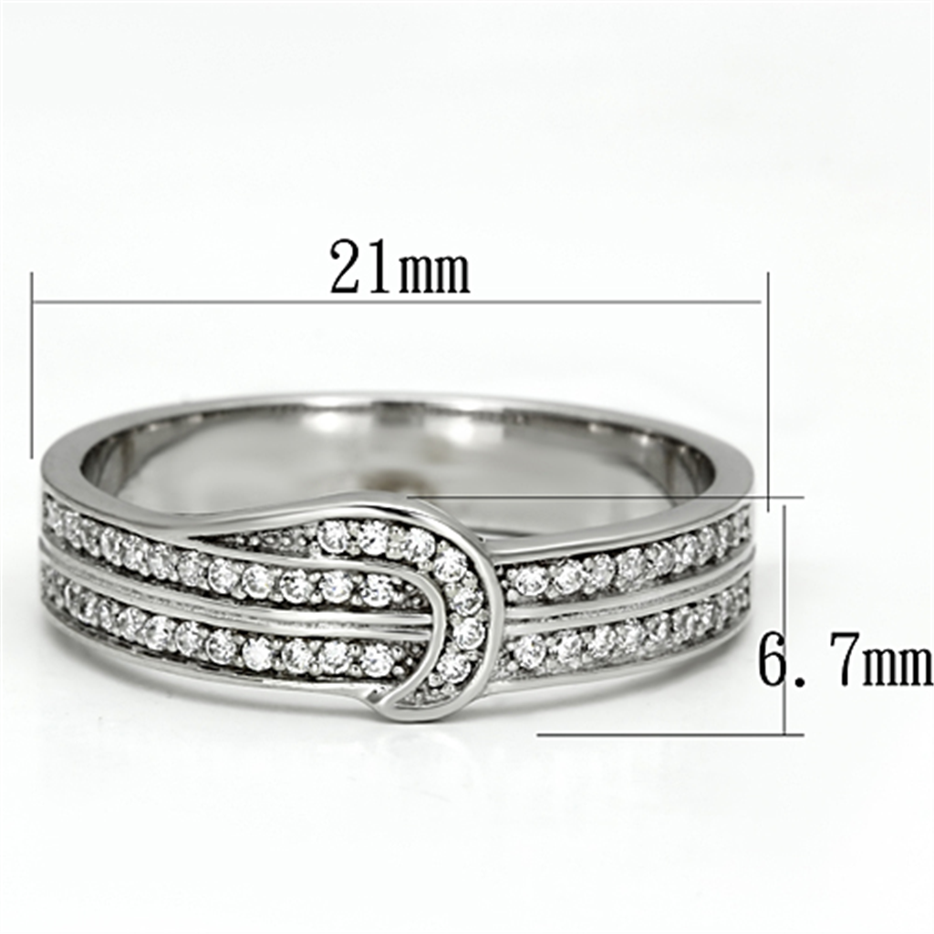 TS091 - Rhodium 925 Sterling Silver Ring with AAA Grade CZ  in Clear