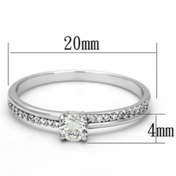 TS112 - Rhodium 925 Sterling Silver Ring with AAA Grade CZ  in Clear