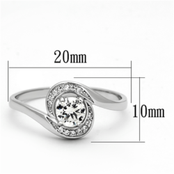 TS116 - Rhodium 925 Sterling Silver Ring with AAA Grade CZ  in Clear