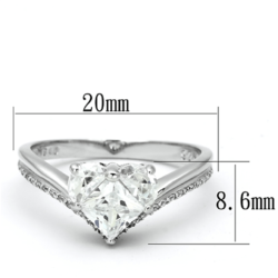 TS118 - Rhodium 925 Sterling Silver Ring with AAA Grade CZ  in Clear