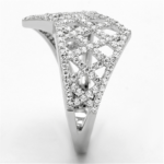 TS122 - Rhodium 925 Sterling Silver Ring with AAA Grade CZ  in Clear