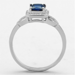 TS138 - Rhodium 925 Sterling Silver Ring with Synthetic Spinel in London Blue