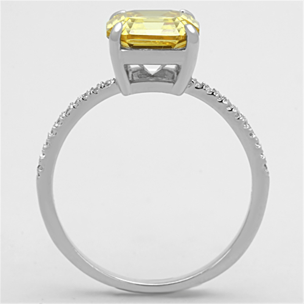 TS175 - Rhodium 925 Sterling Silver Ring with Cubic  in Topaz