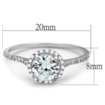 TS190 - Rhodium 925 Sterling Silver Ring with AAA Grade CZ  in Clear