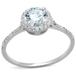 TS190 - Rhodium 925 Sterling Silver Ring with AAA Grade CZ  in Clear