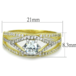 TS200 - Gold+Rhodium 925 Sterling Silver Ring with AAA Grade CZ  in Clear